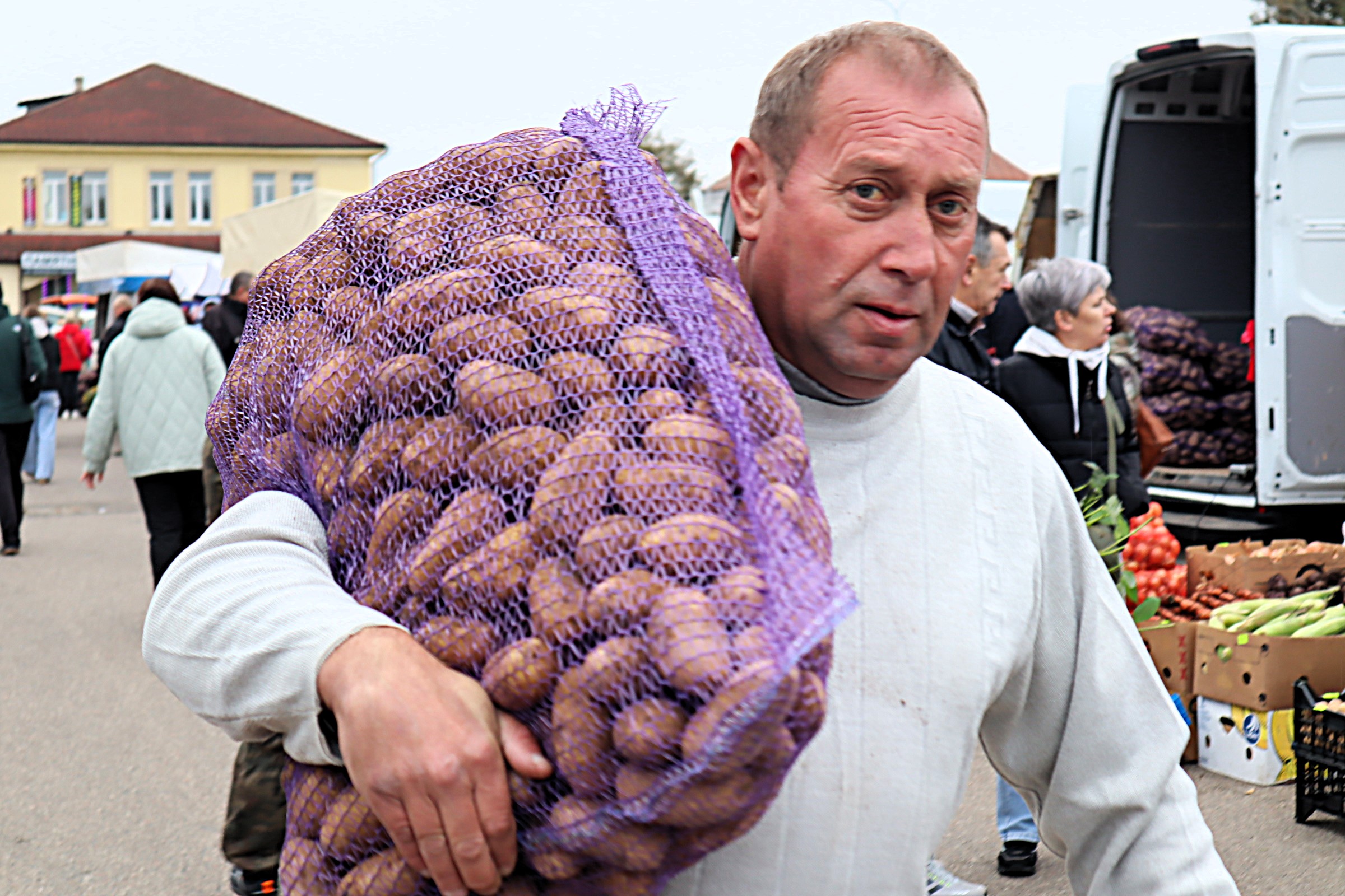 Картошка угрожает, лук смеется, китайские шубы грустят. Что творится на ярмарке в Молодечно?