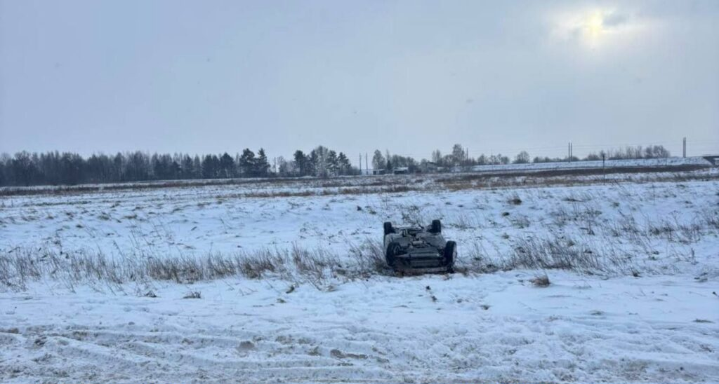По дороге из Молодечно в Сморгонь Audi съехала в кювет и перевернулась. Пострадал пассажир