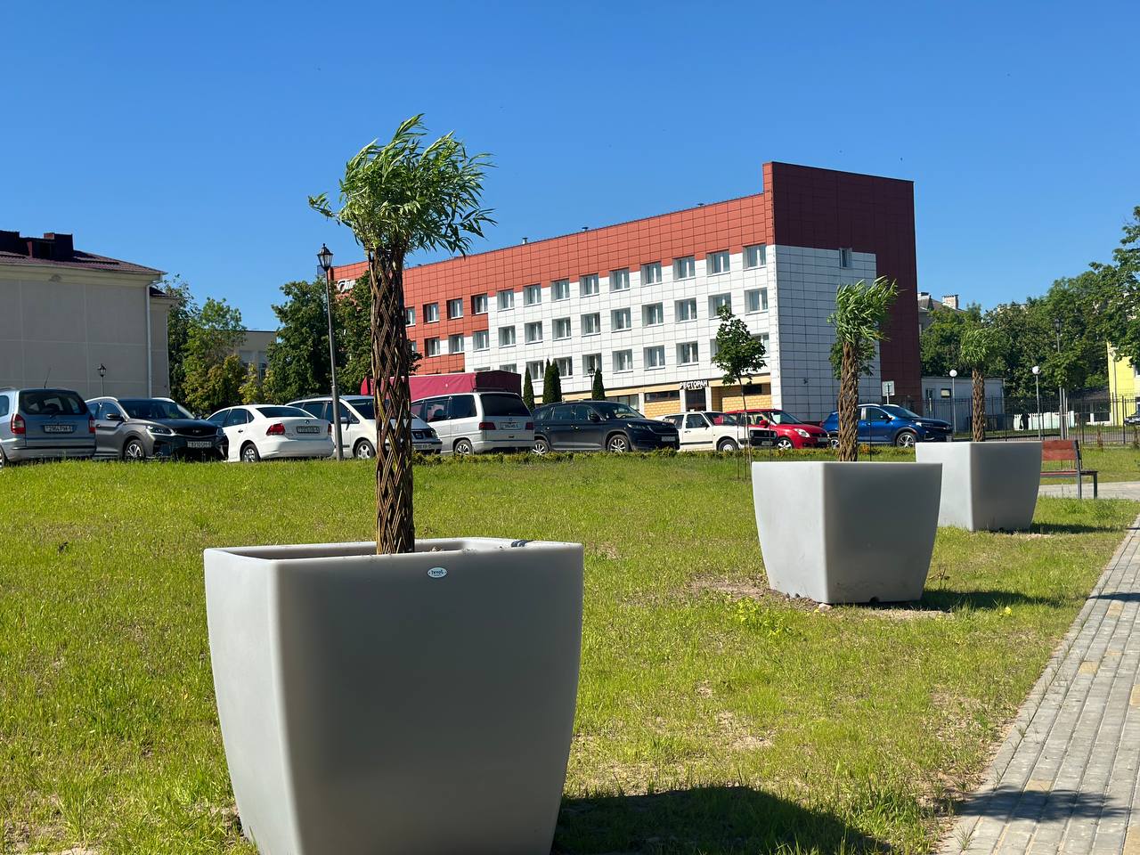 В Вилейке новая скамейка-пазл и плетёные ивы украсили сквер в центре города