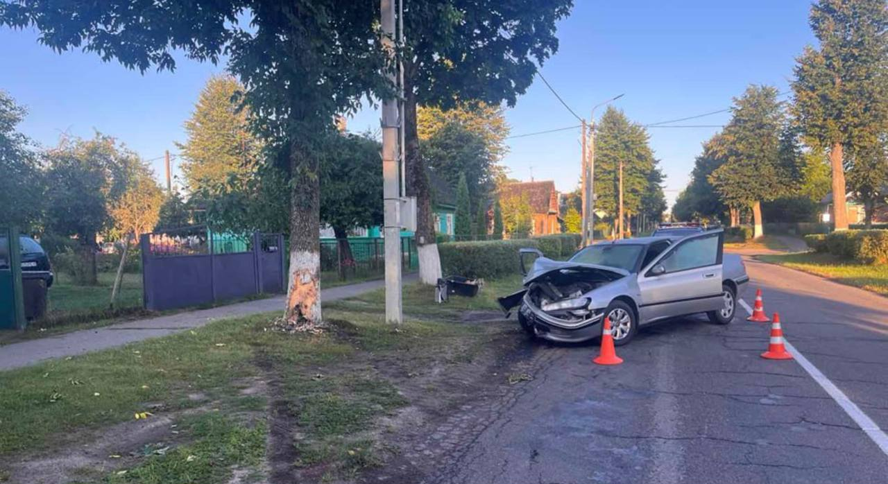 В Вилейке ночью автомобиль врезался в дерево